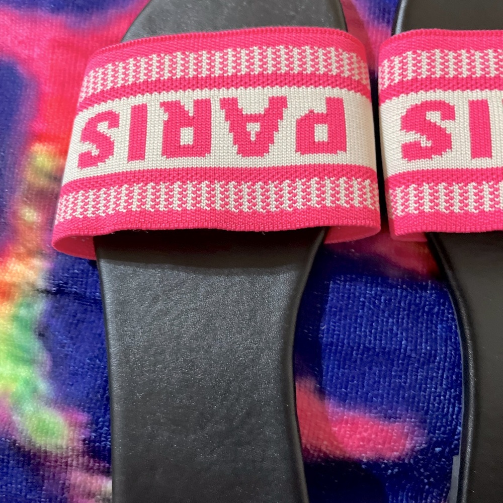 Summer Pink Letter Knit Sandals